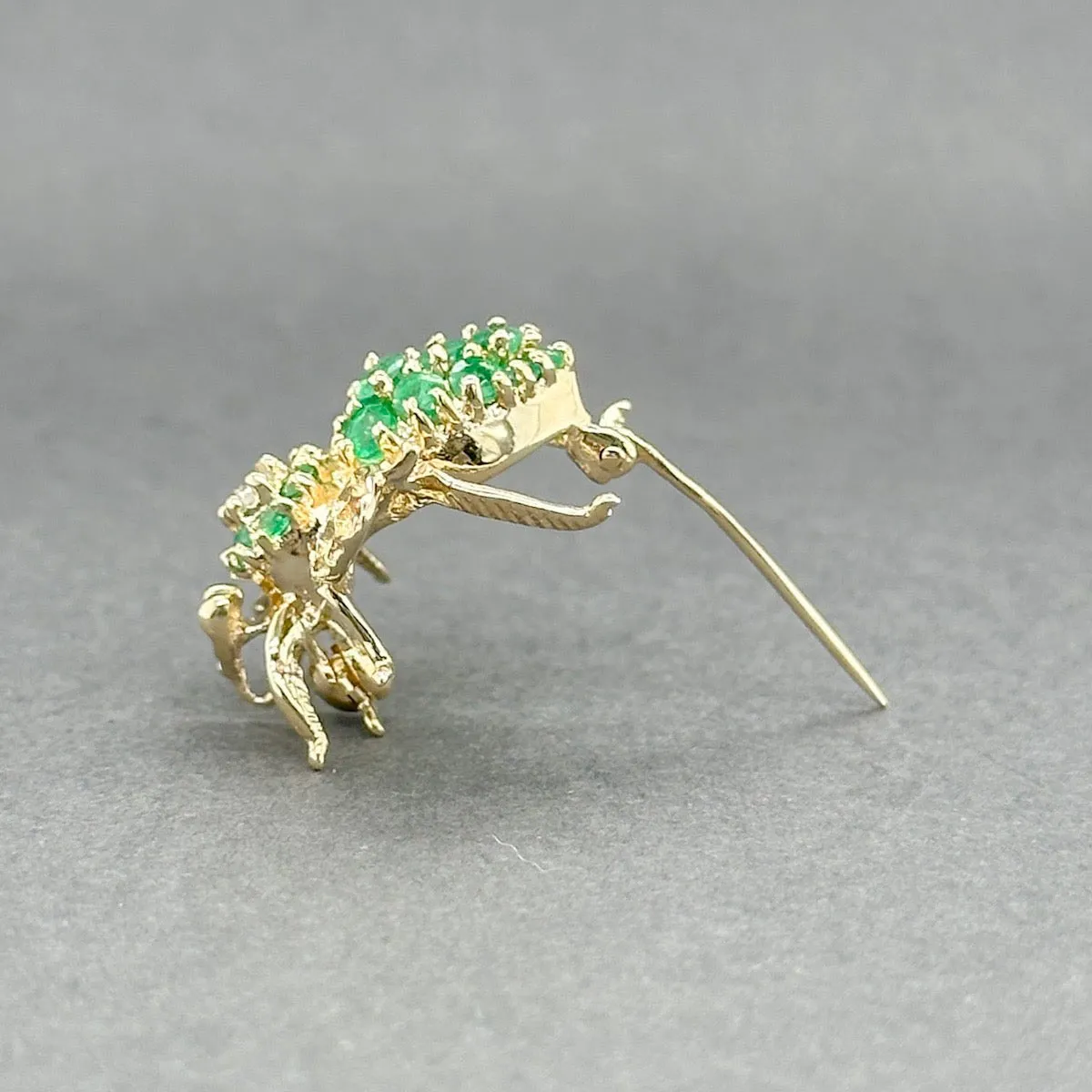 Estate 14K Y Gold 0.57ctw Emerald & 0.08ct I-J/I1 Diamond Bee Pin