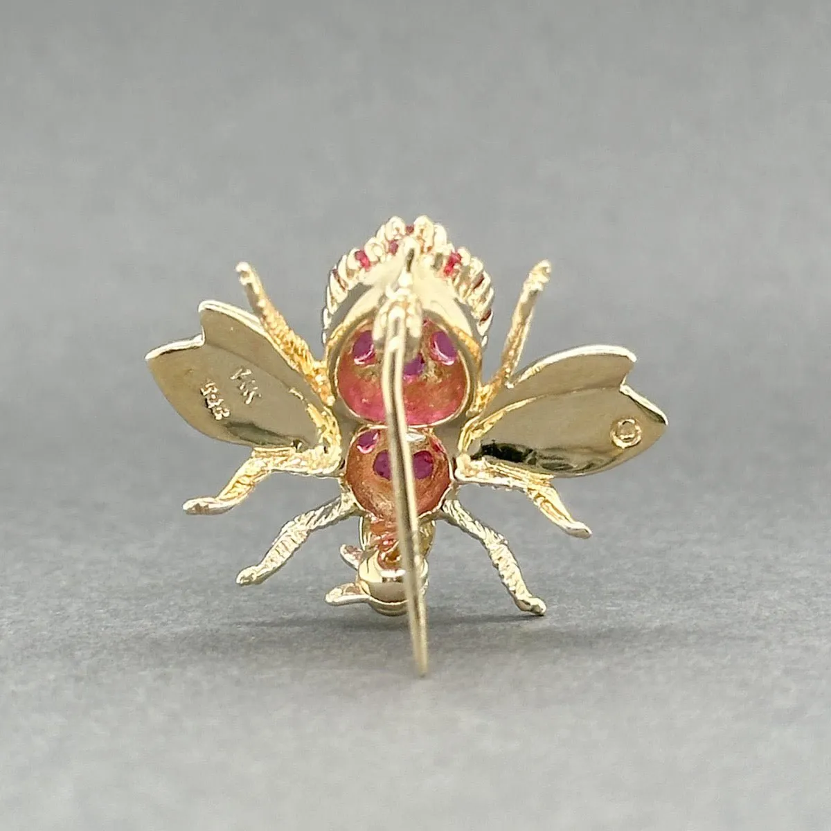 Estate 14K Y Gold 0.57ctw Ruby & 0.07ct H-I/I1 Diamond Bee Pin