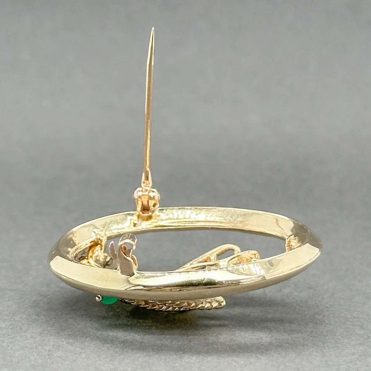 Estate 14K Y Gold 2.57ctw Garnet & Chrysoprase Girl w. Umbrella Pin