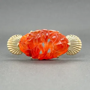 Estate 14K Y Gold 30.47ct Carnelian Brooch
