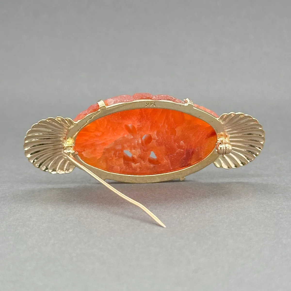 Estate 14K Y Gold 30.47ct Carnelian Brooch