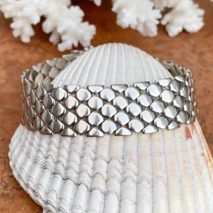 Estate 14KT White Gold Polished Wide Panther Brick Link Bracelet
