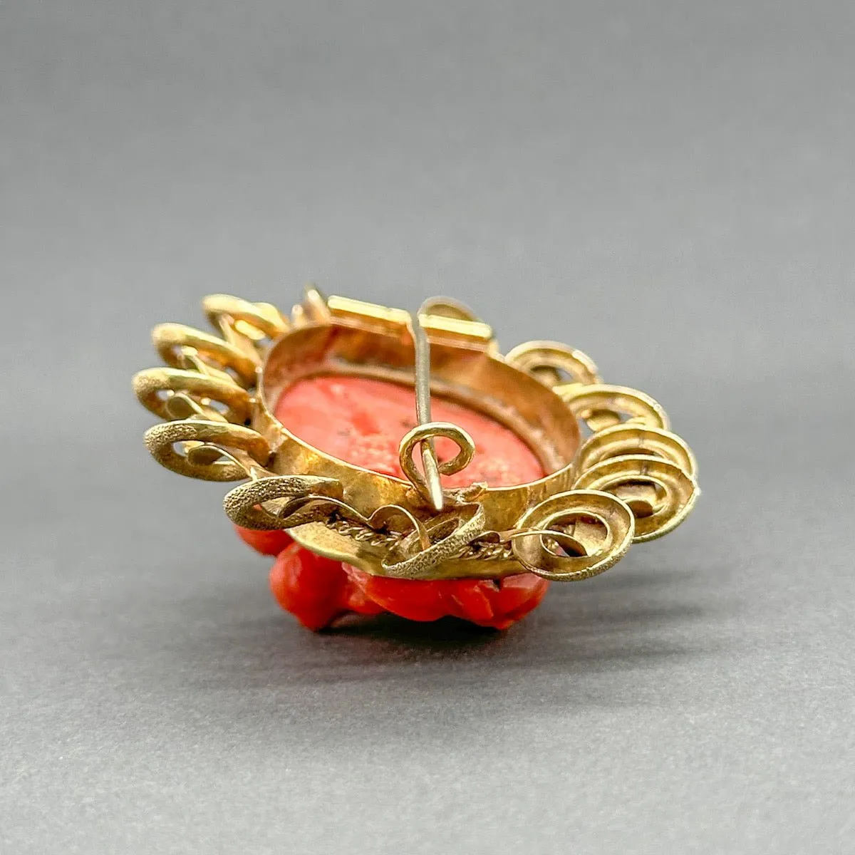 Estate 18K Y Gold Victorian 69.02ct Coral Adoration of Mary Brooch