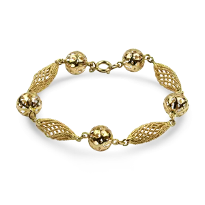 Estate 18K Yellow Gold Fancy Alternating Link Bracelet