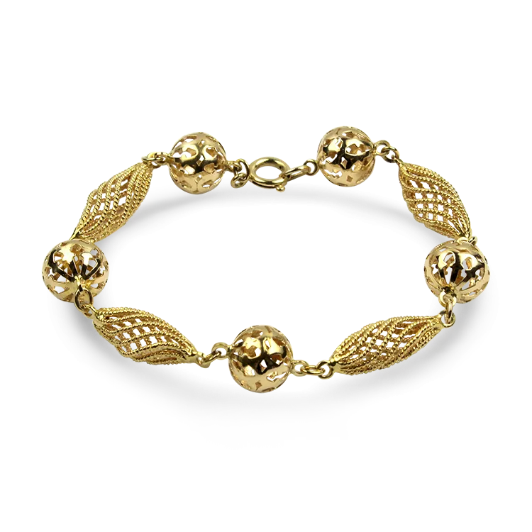 Estate 18K Yellow Gold Fancy Alternating Link Bracelet