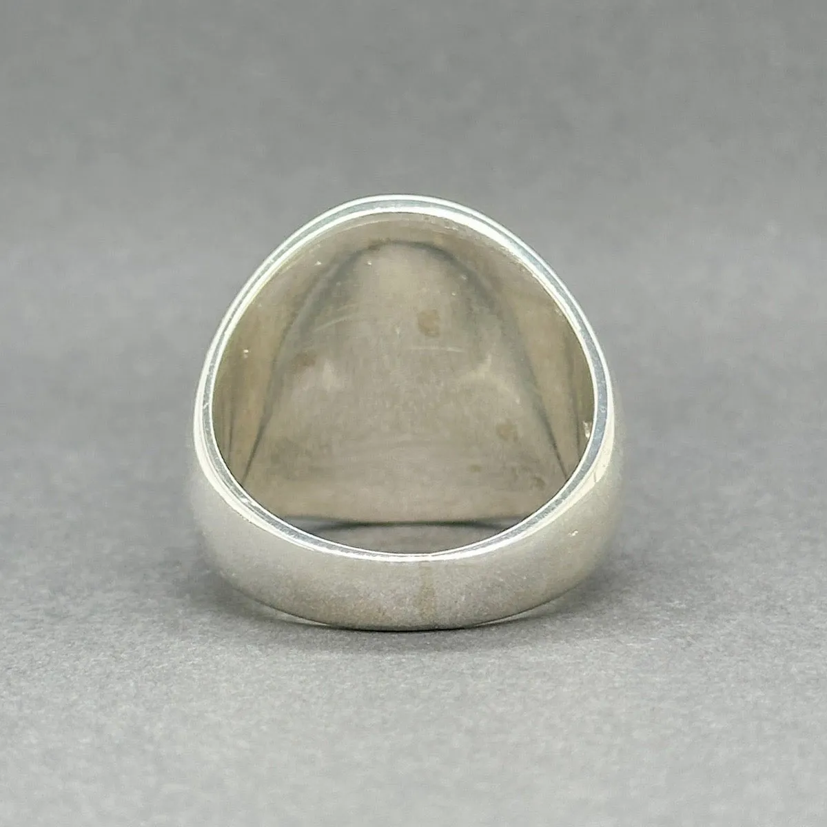 Estate SS GL Miller Jadeite & Spiny Oyster Inlay Ring