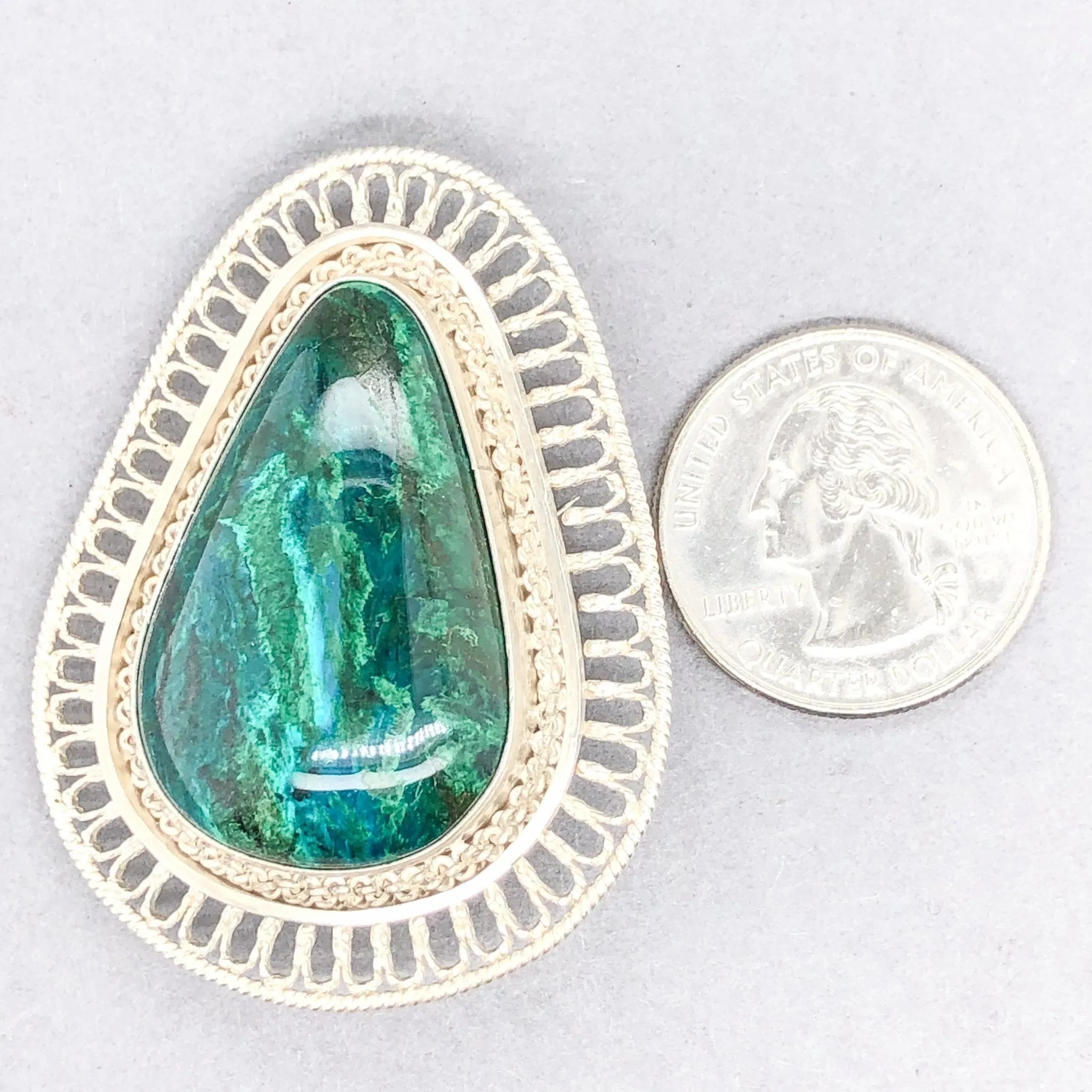 Estate Sterling Silver Azurite Pendant