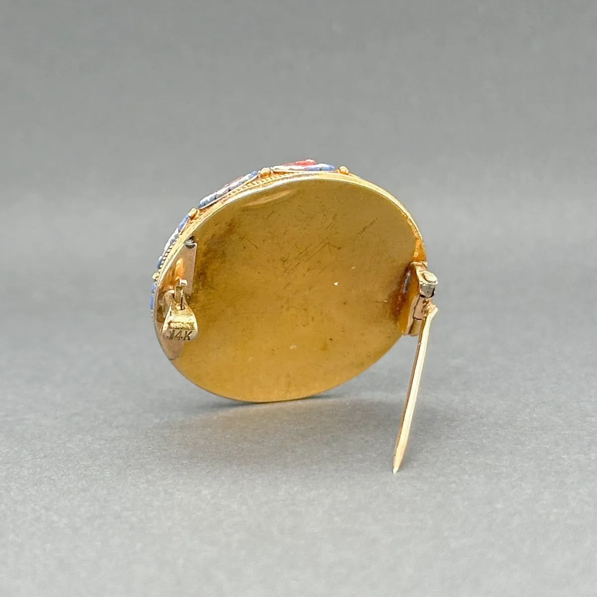 Estate Victorian 18K Y Gold Floral Micro Mosaic Brooch