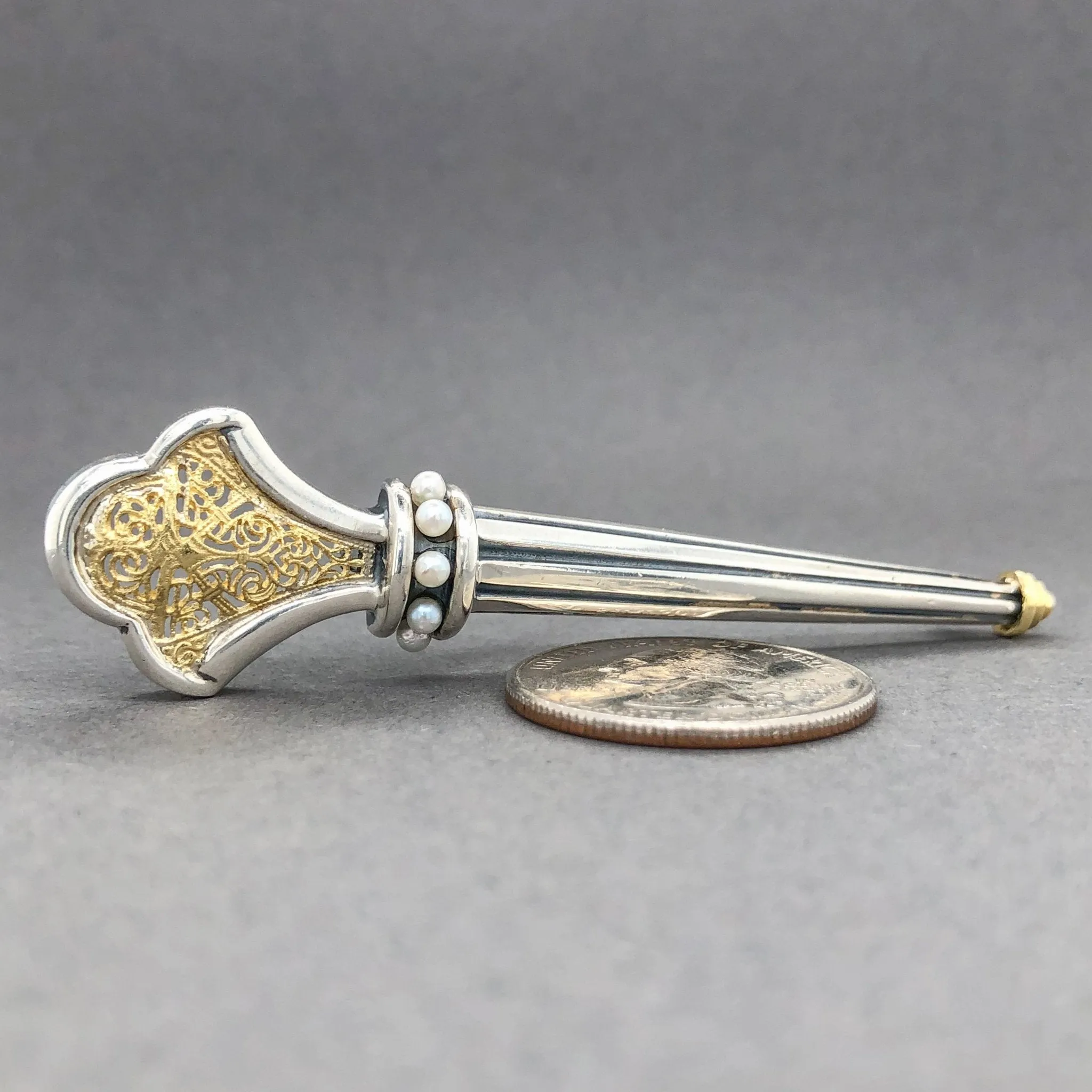 Estate William Schraft SS / 14K Y Gold Seed Pearl Brooch