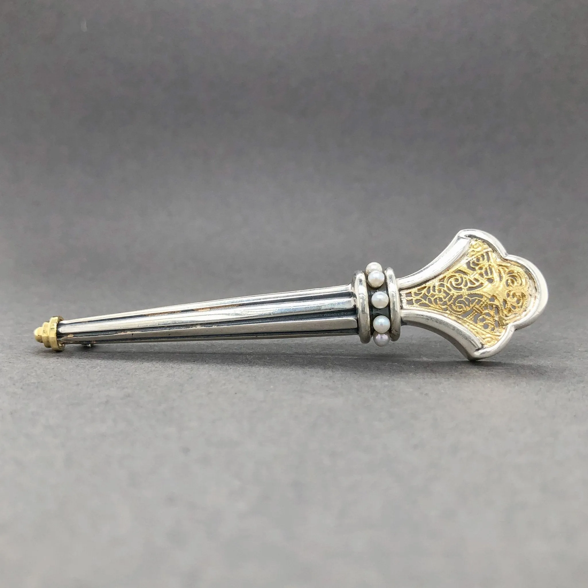 Estate William Schraft SS / 14K Y Gold Seed Pearl Brooch