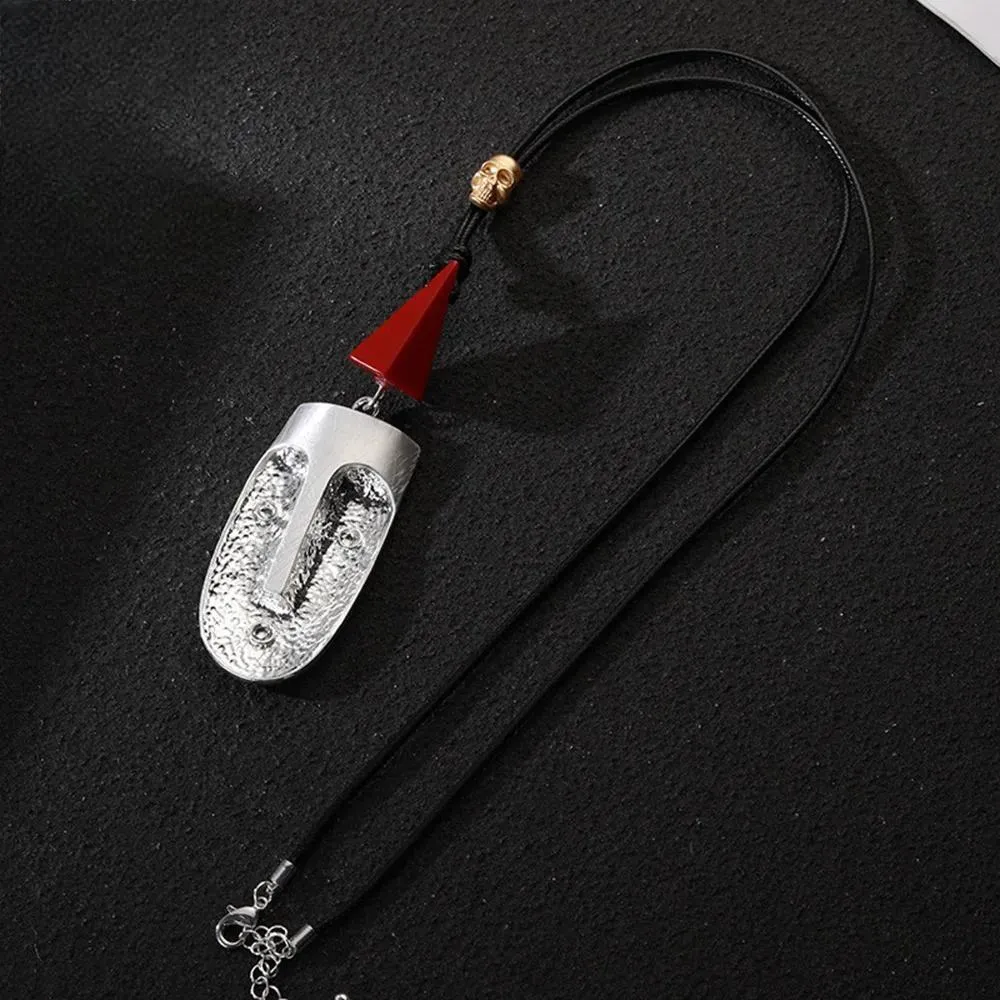 Ethnic Long Collares Chains Silver Color Face Necklace Aesthetic Suspension Pendant