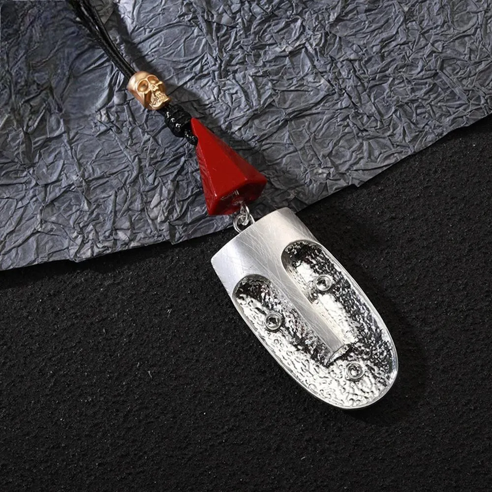 Ethnic Long Collares Chains Silver Color Face Necklace Aesthetic Suspension Pendant