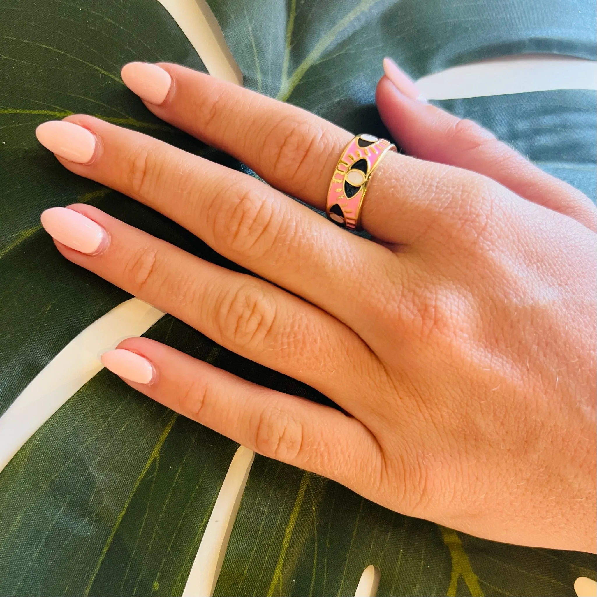 Evil Eye Band Ring Hot Pink