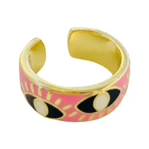 Evil Eye Band Ring Hot Pink
