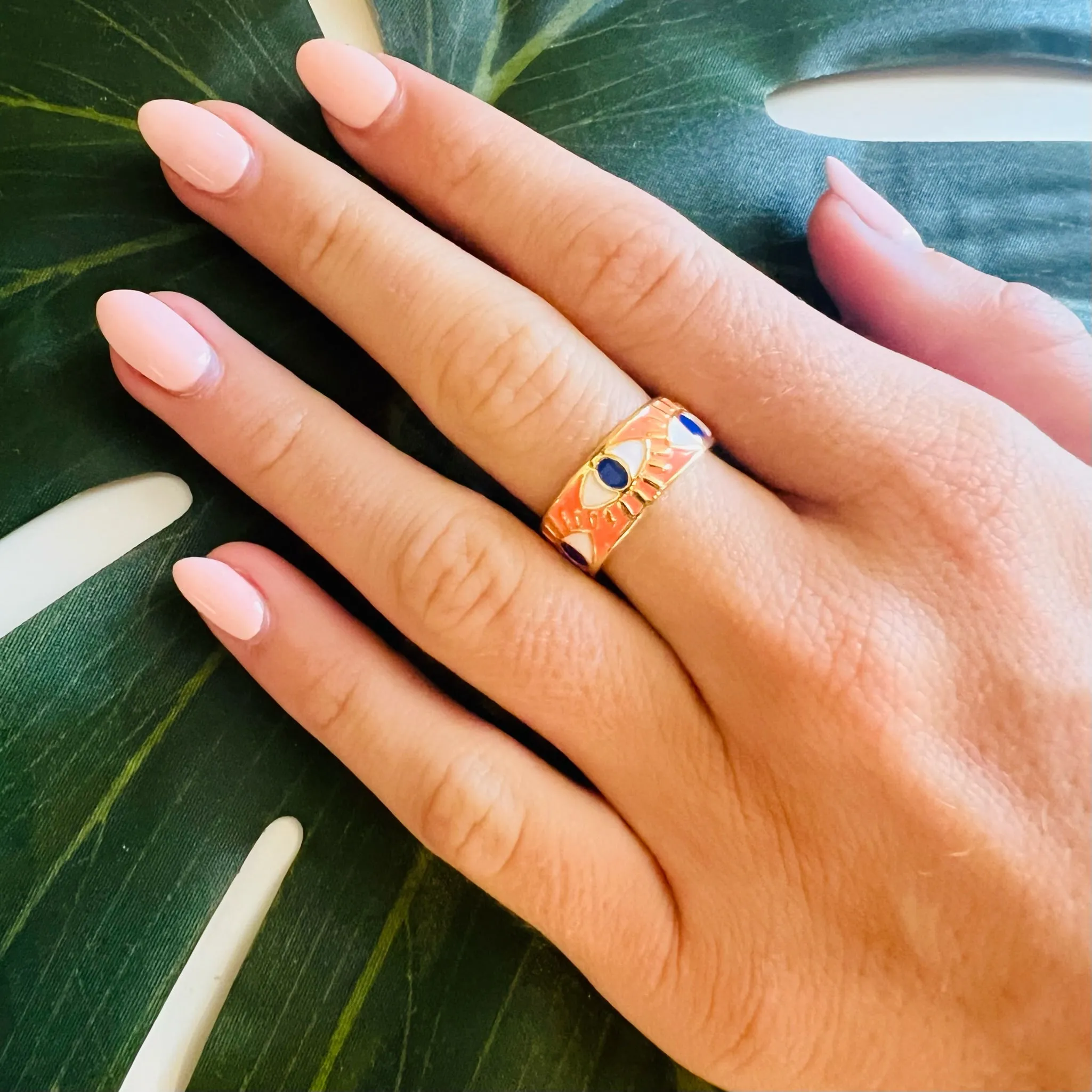 Evil Eye Band Ring Orange