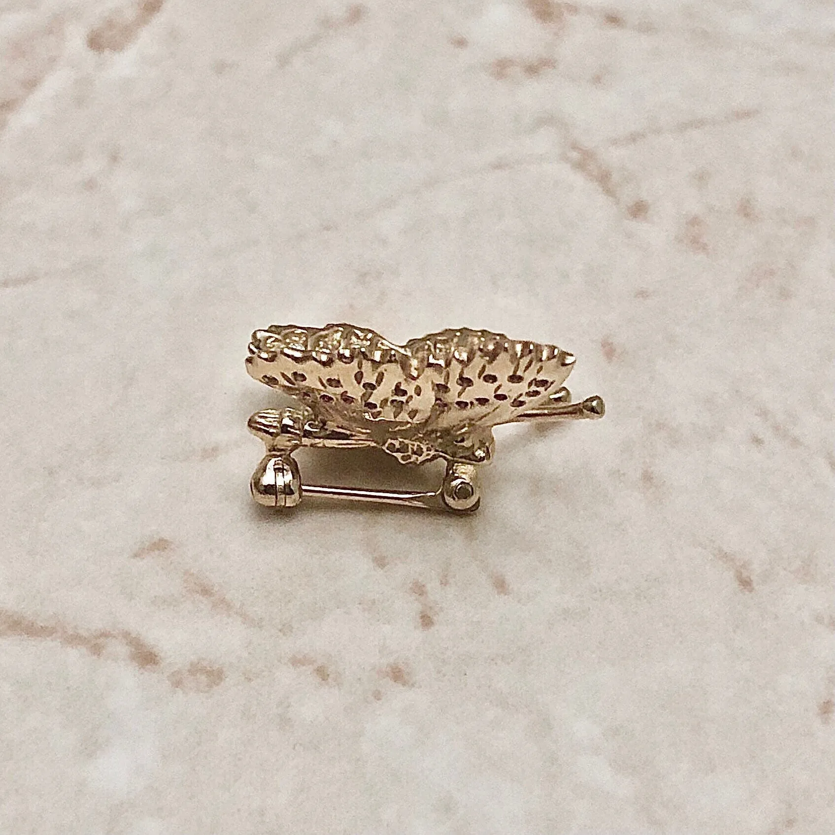 Exquisite Vintage 14 Karat Yellow Gold Natural Ruby & Diamond Butterfly Brooch