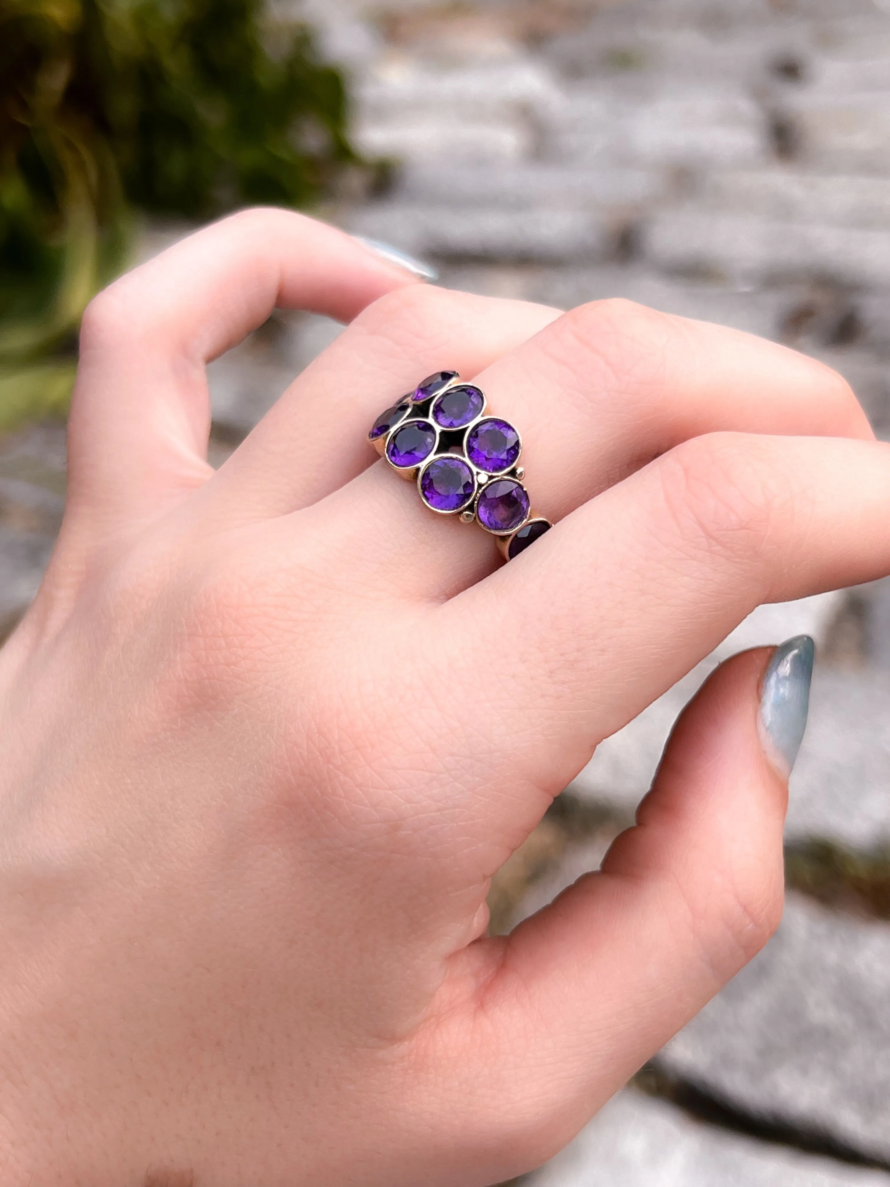Extremely Rare Georgian Double Amethyst 3/4 Band