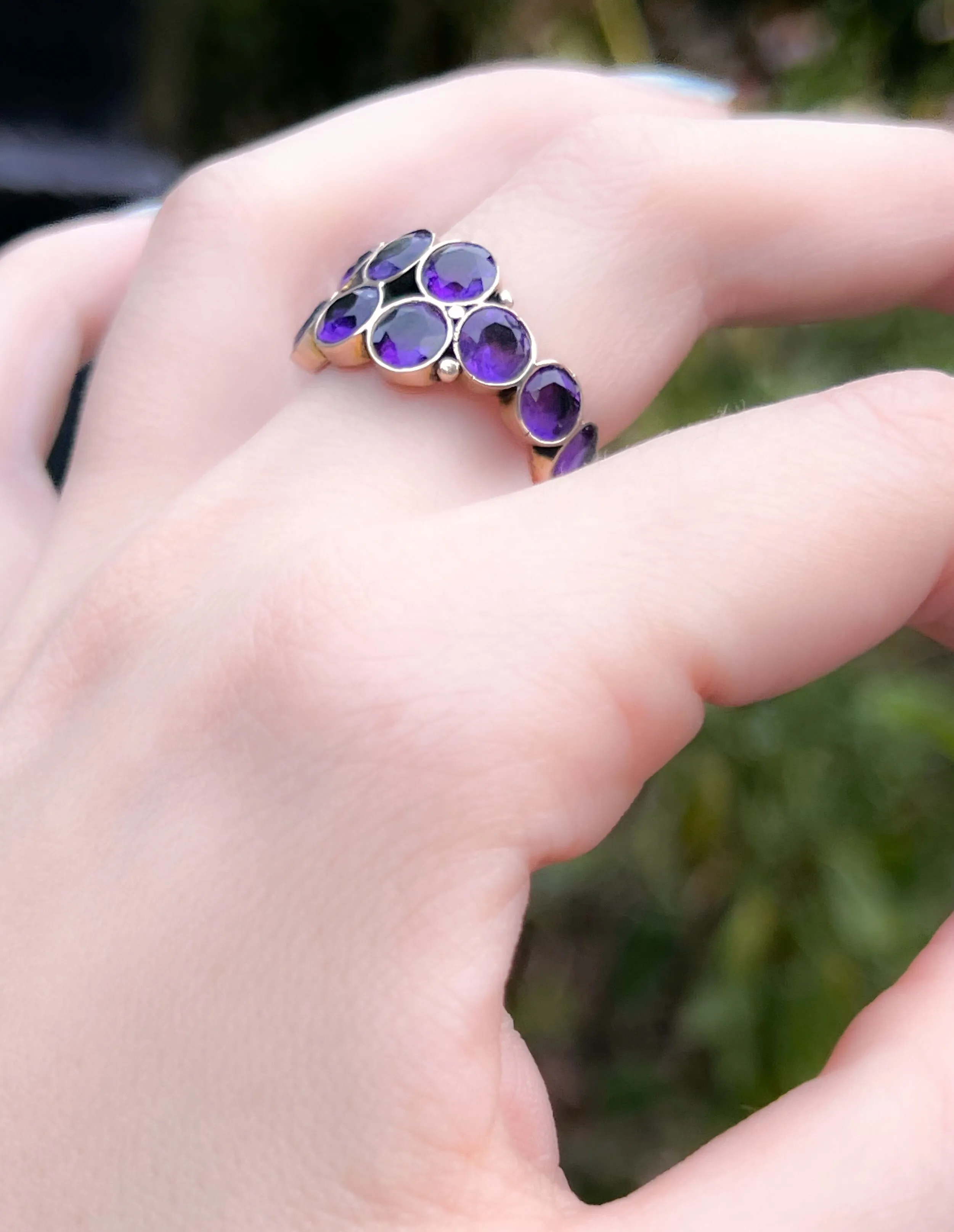 Extremely Rare Georgian Double Amethyst 3/4 Band
