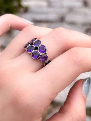 Extremely Rare Georgian Double Amethyst 3/4 Band