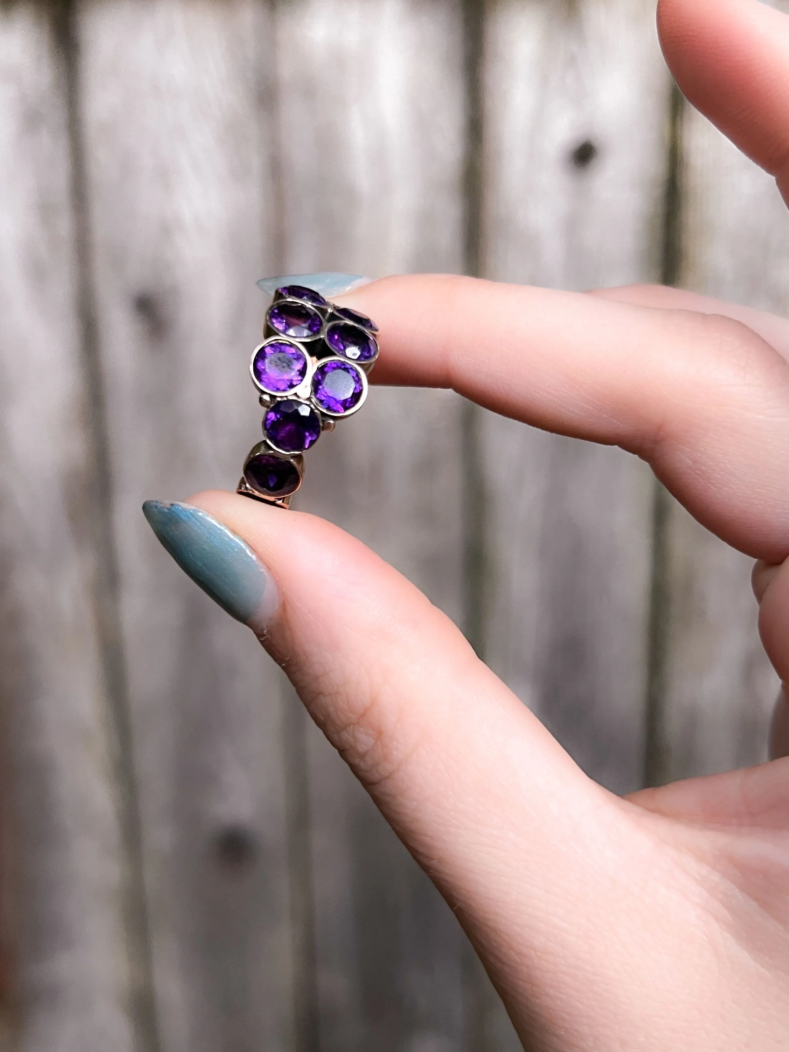 Extremely Rare Georgian Double Amethyst 3/4 Band