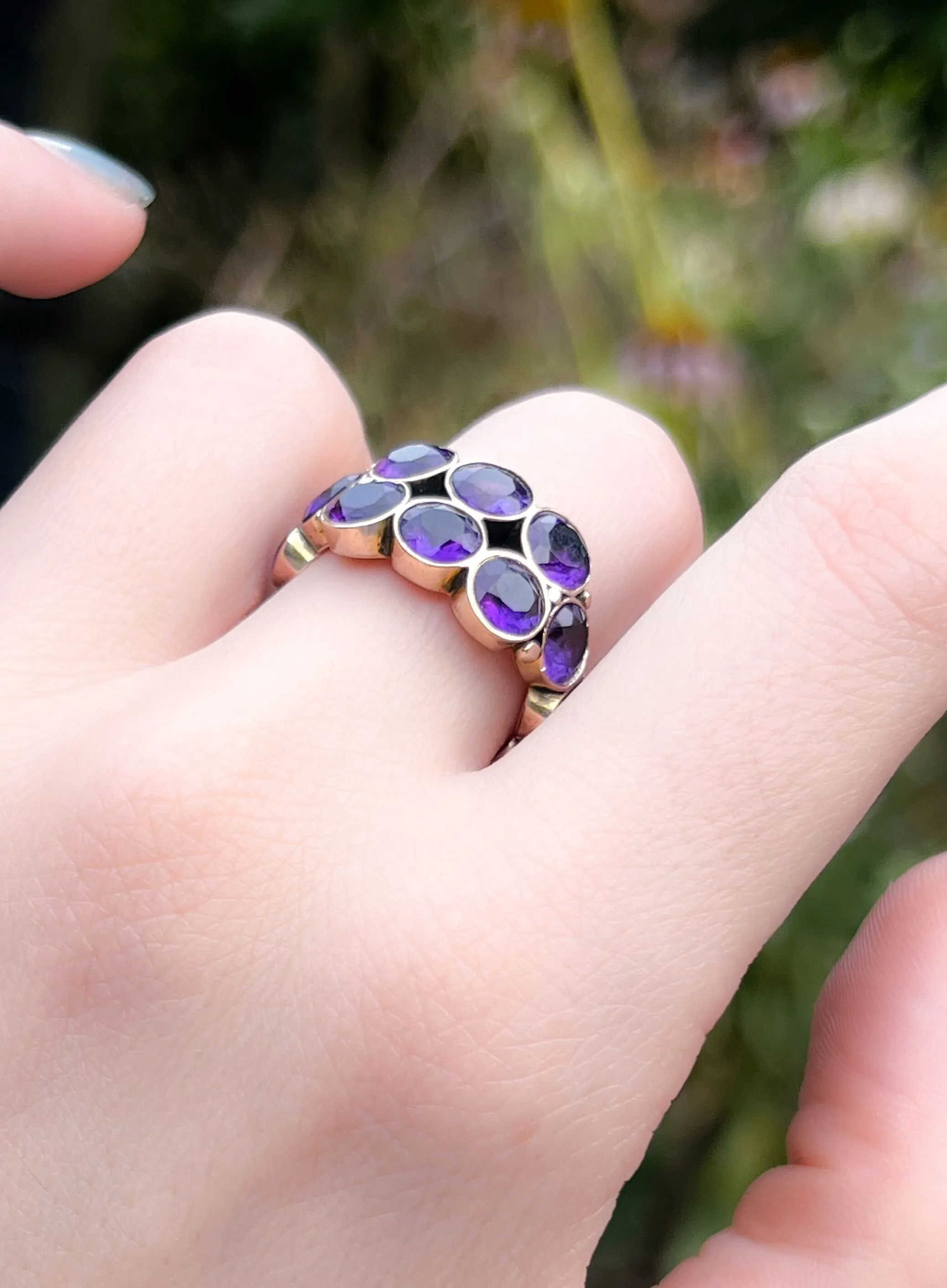 Extremely Rare Georgian Double Amethyst 3/4 Band