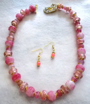 Fancy Pink Necklace and Earrings Set (special order - sold out)
