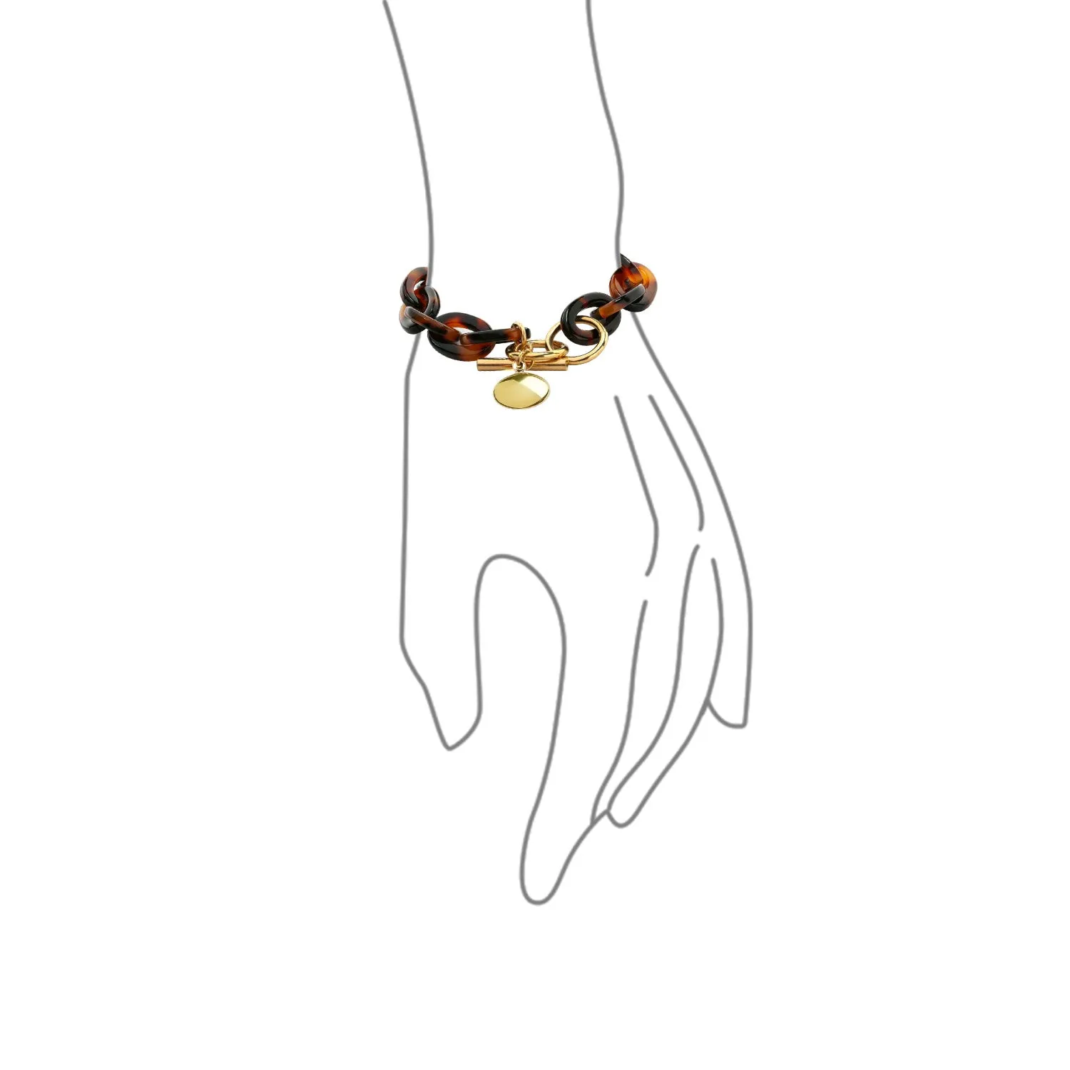 Fashion Brown Golden Acrylic Leopard Tortoise Shell Chain Link Bracelet