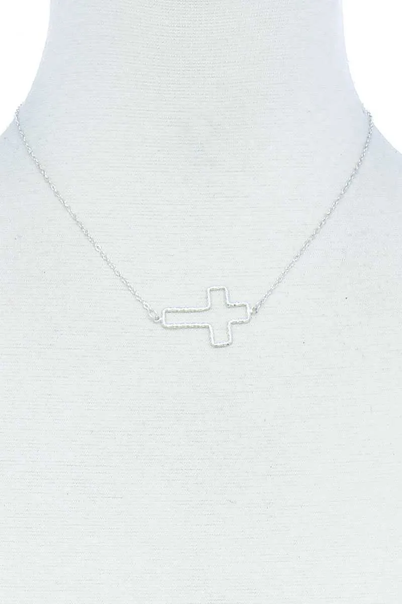 Fashion Cute Cross Out Line Pendant Necklace