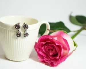 Fashion Earrings with Violet Crystals