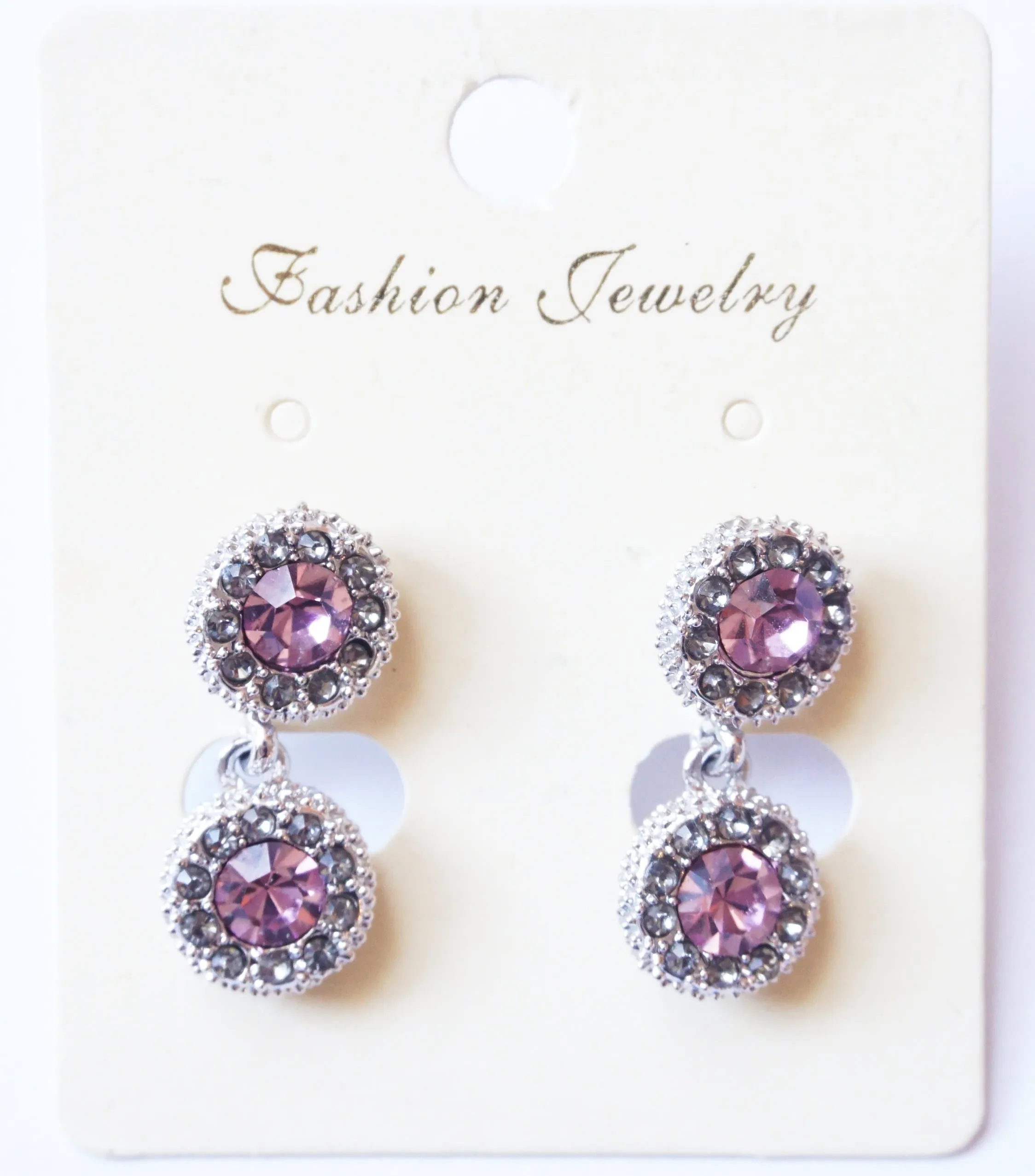 Fashion Earrings with Violet Crystals