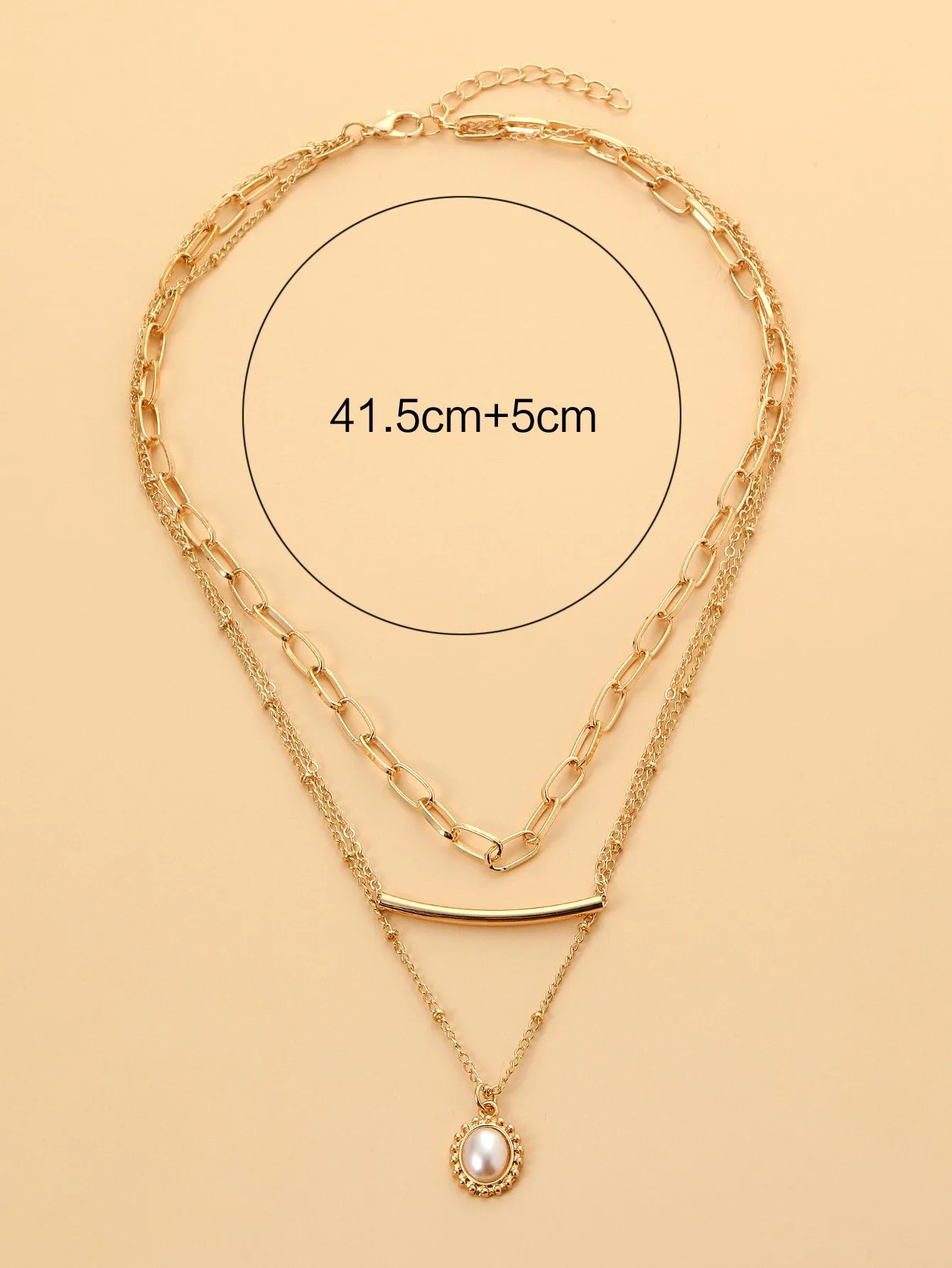 Faux Pearl Charm Layered Necklace - Yellow - FD ⚡