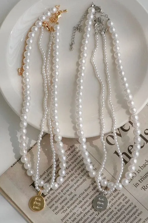 Faux Pearl Layered Necklace