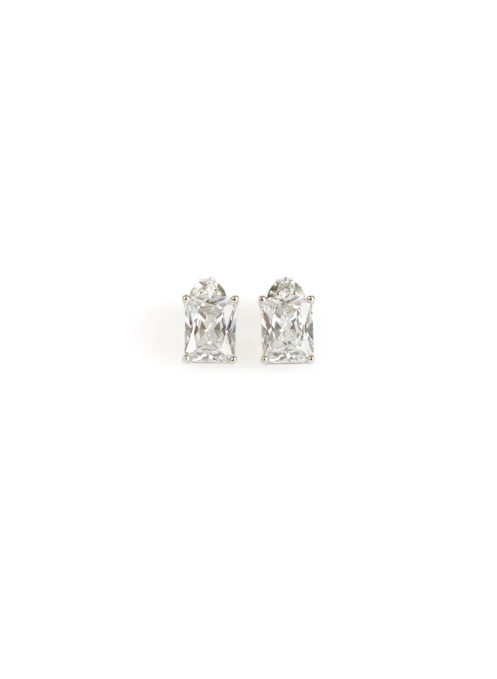 Federation Emerald Cut Stud Silver/Clear