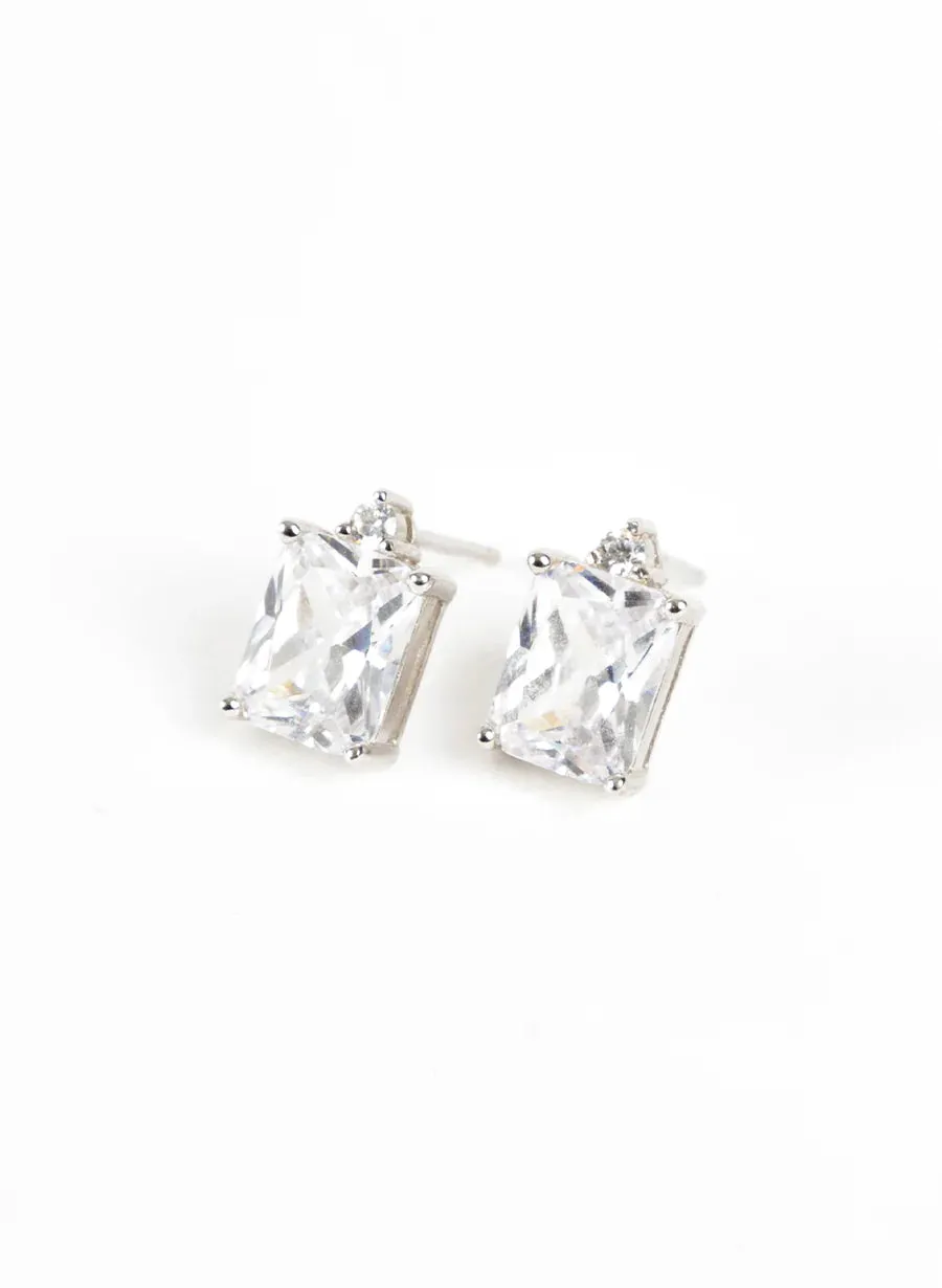 Federation Emerald Cut Stud Silver/Clear