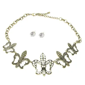 Fleur De Lis Necklace & Earrings