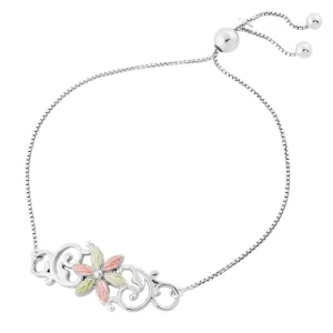 Flower Bolo - Sterling Silver Black Hills Gold Bracelet