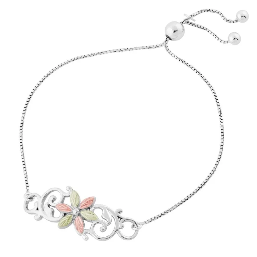 Flower Bolo - Sterling Silver Black Hills Gold Bracelet