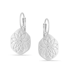 FLOWER ENGRAVING CRYSTAL  EARRINGS #252SV3101 (1C12/10C1)
