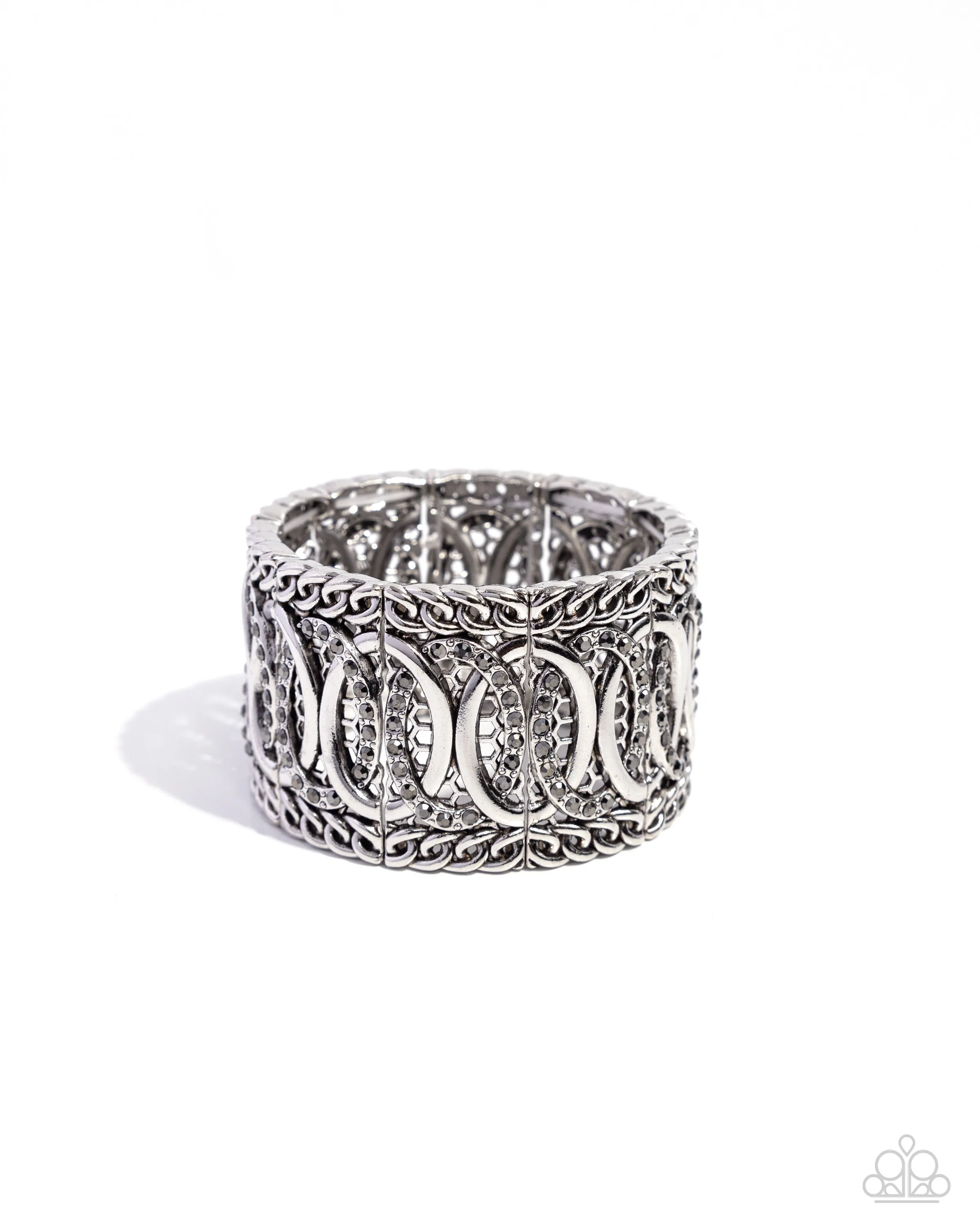 Forged Fashion - Silver - Hematite Rhinestone Chain Paparazzi Stretchy Bracelet