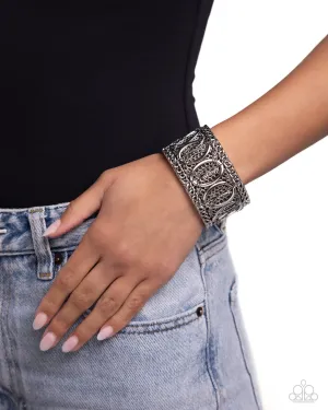 Forged Fashion - Silver - Hematite Rhinestone Chain Paparazzi Stretchy Bracelet