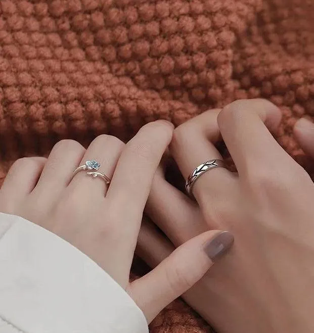 Forget Me Not Flower Matching Rings