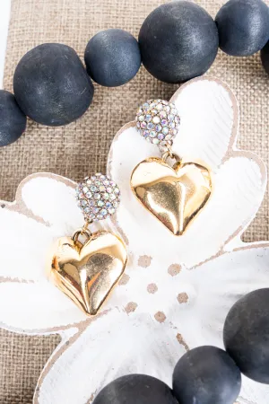 Full Of Love Iridescent Puffy Goldtone Heart Earrings