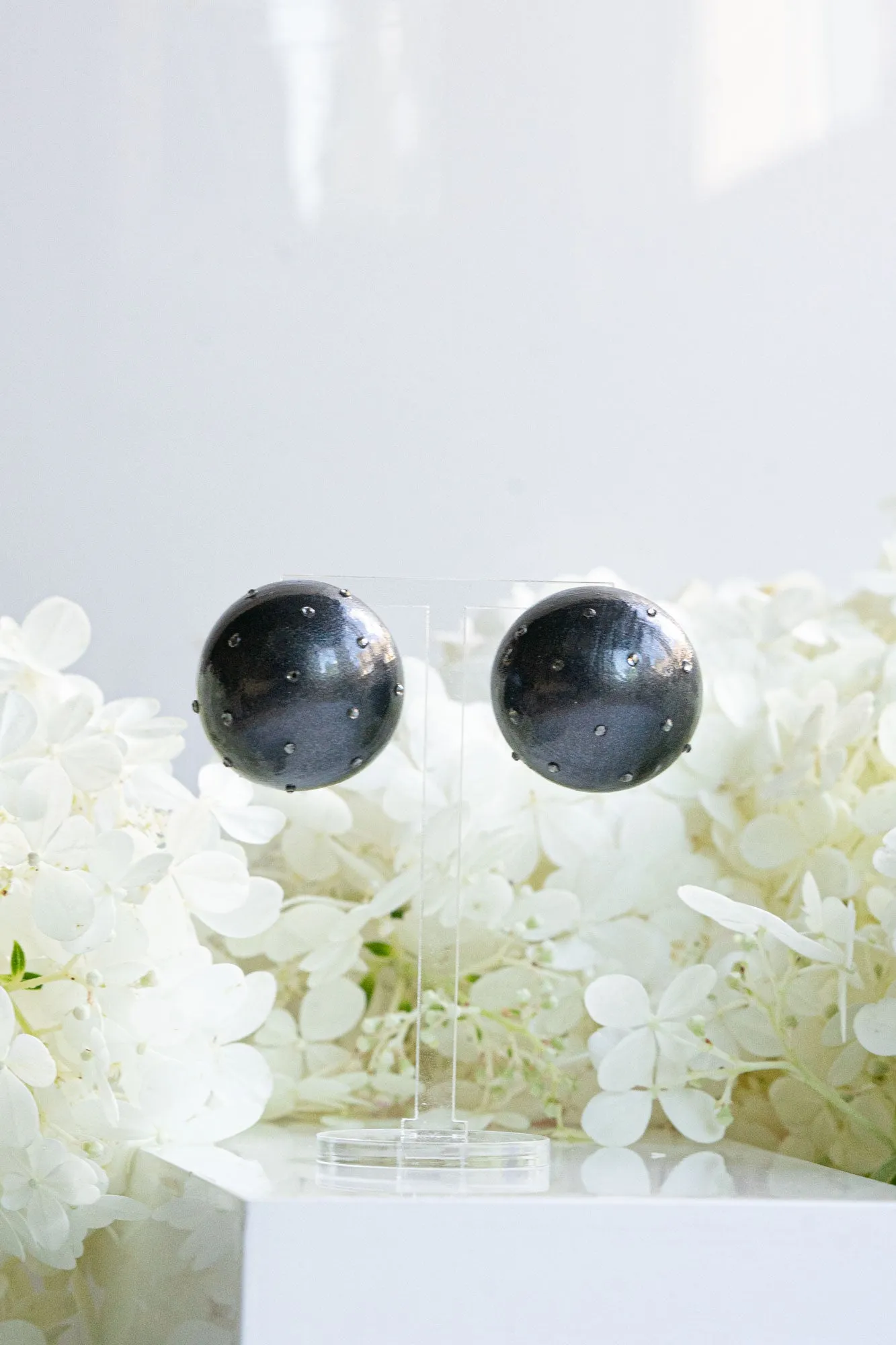 Gaia Crystal Earrings in Black Coral