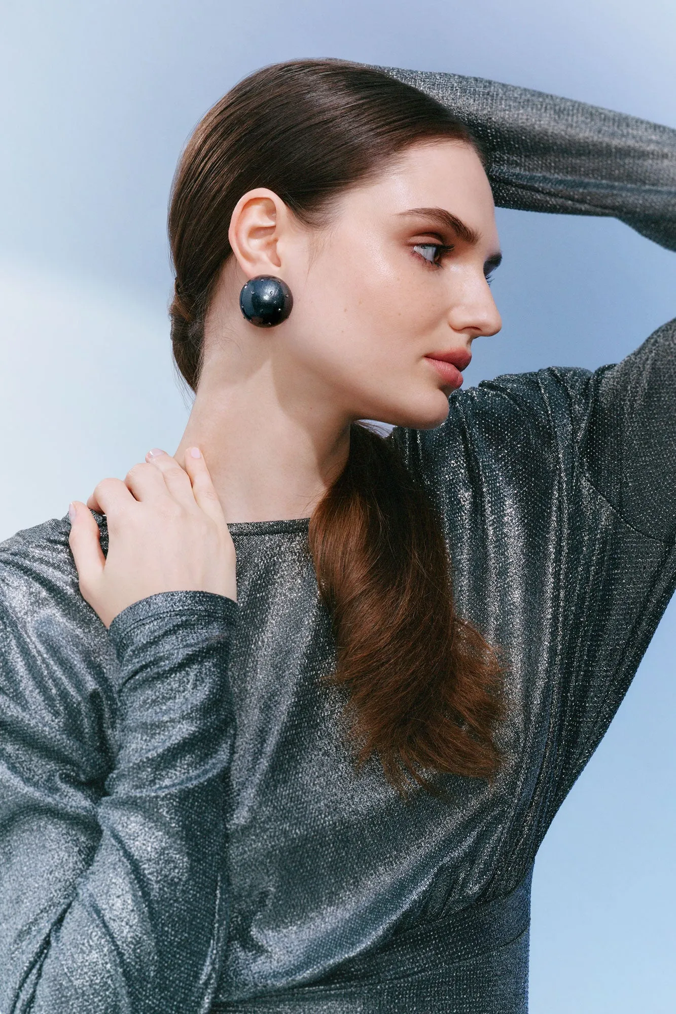 Gaia Crystal Earrings in Black Coral
