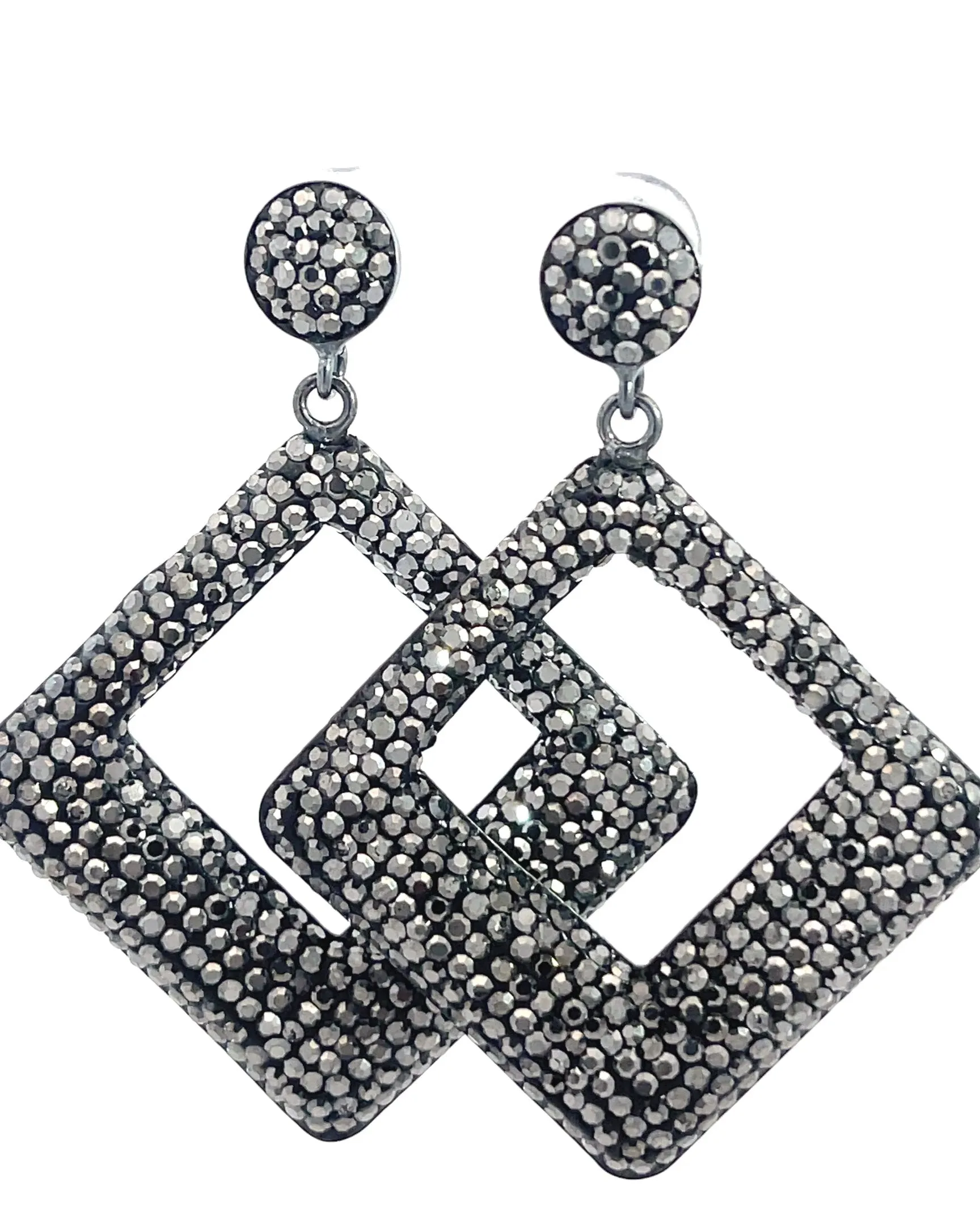 Geometric 925 Sterling Silver Crystal Earring