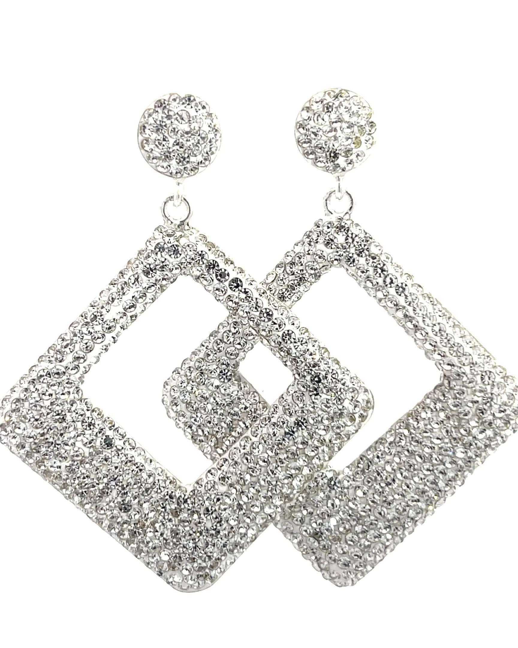 Geometric 925 Sterling Silver Crystal Earring