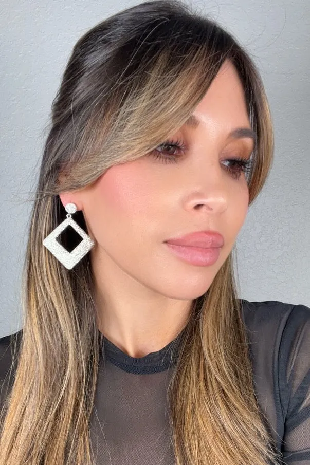 Geometric 925 Sterling Silver Crystal Earring