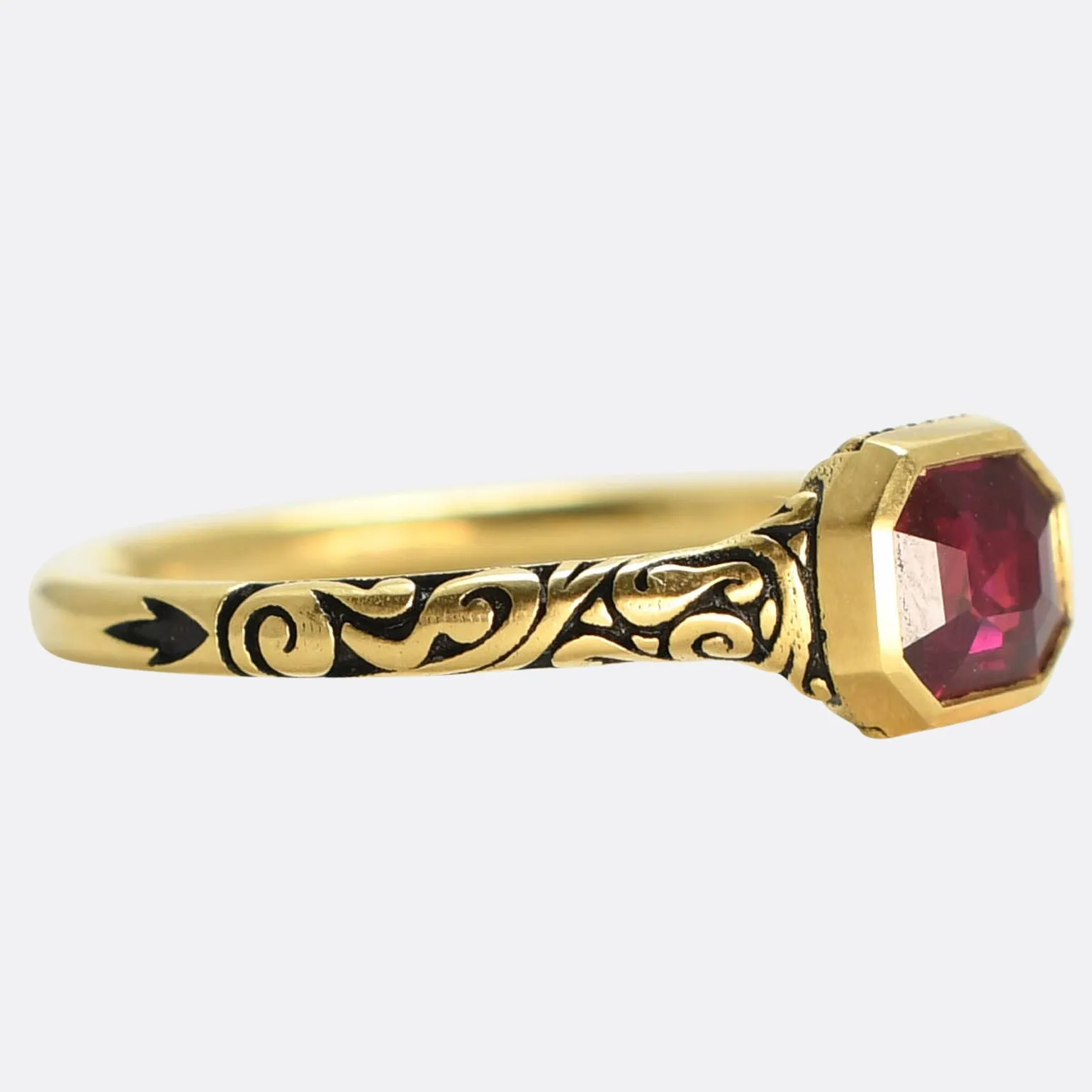 Georgian Ruby & Enamel Ring