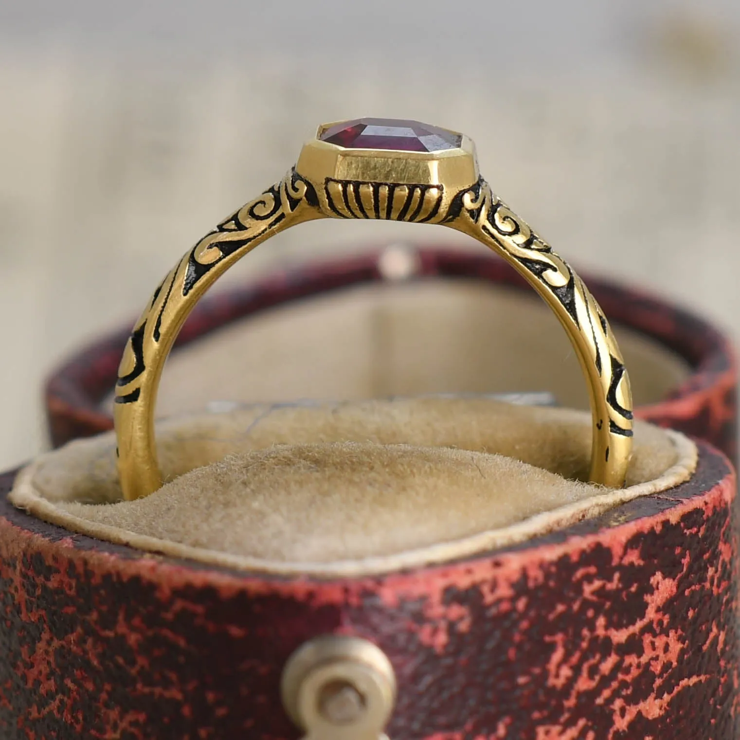 Georgian Ruby & Enamel Ring