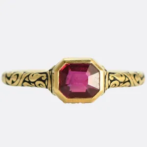Georgian Ruby & Enamel Ring